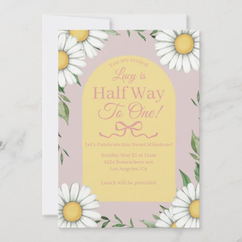 Daisy Half Way to One Invitation
