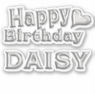 Daisy Happy Birthday silver Sticker