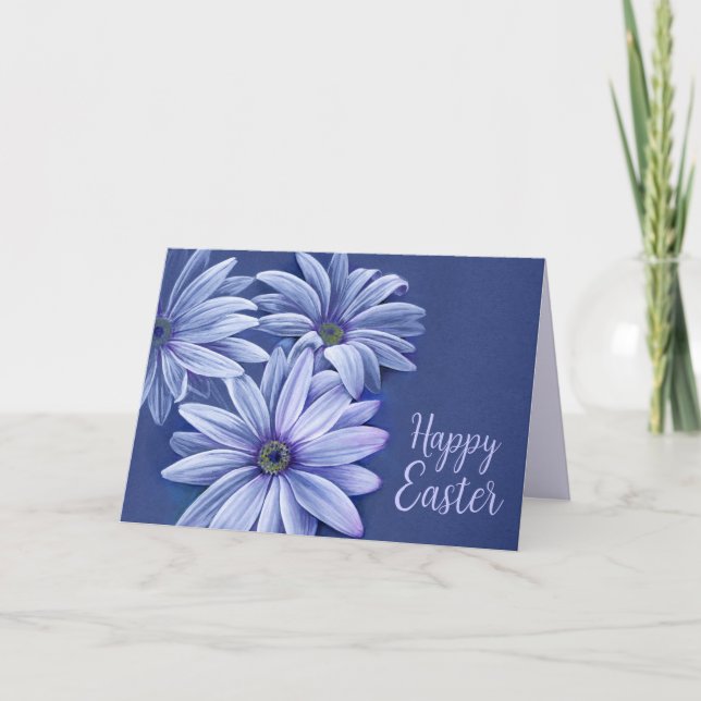 Daisy "Happy Easter" lilac and blue card (Front)