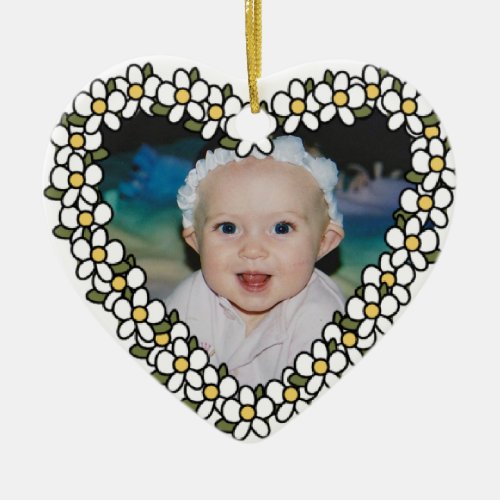 Daisy Heart Add Photo Custom Keepsake Ornament