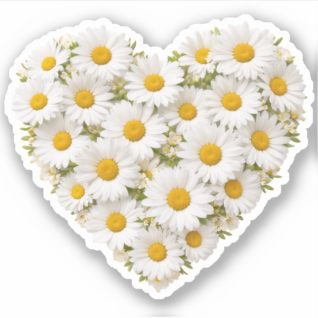 Daisy Heart April Birth Flower Sticker (Front)