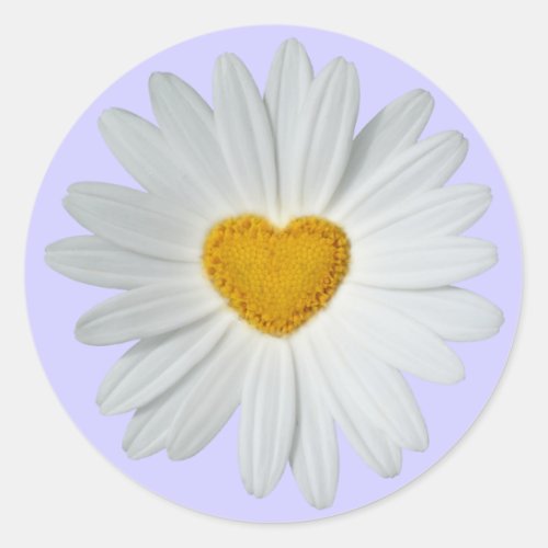 Daisy Heart Classic Round Sticker