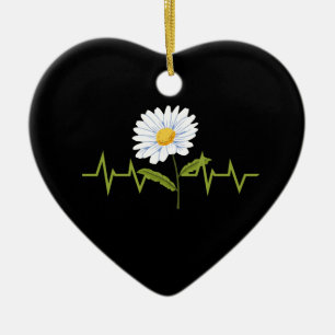Daisy Heartbeat Ceramic Ornament