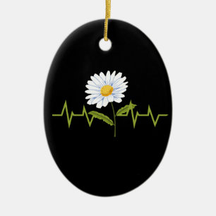 Daisy Heartbeat Ceramic Ornament