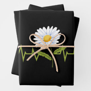 Daisy Heartbeat Wrapping Paper Sheets