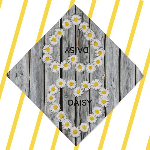 Daisy Hearts Pets Name Rustic Weathered Old Wood Bandana