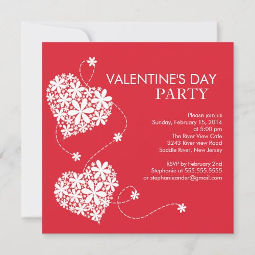 Daisy Hearts Valentiness Day Party Invitations