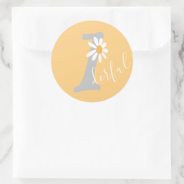 Daisy Hippie Baby First Birthday Wonderful Classic Round Sticker (Bag)