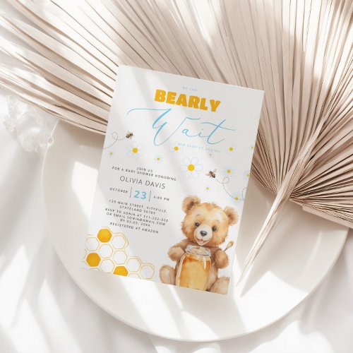 Daisy Honey  Baby Bear Baby Shower Invitation