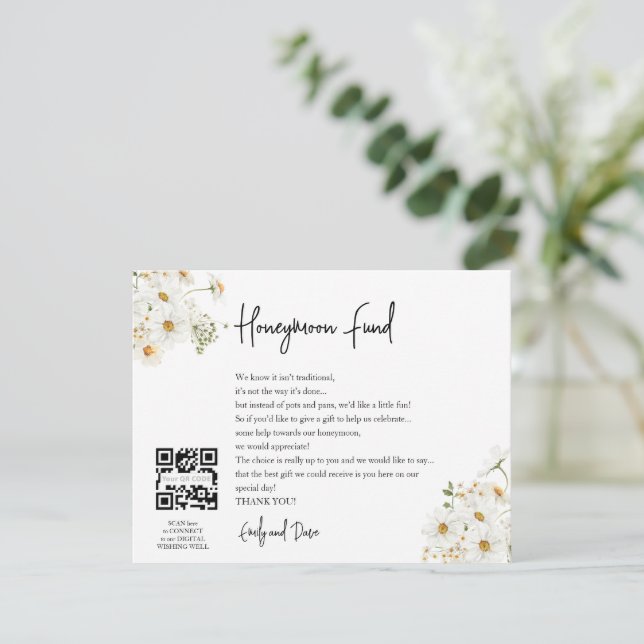 Daisy Honeymoon wish QR CODE  Enclosure Card (Standing Front)