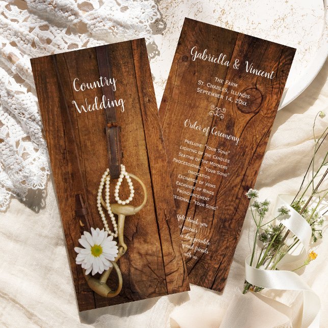 Daisy Horse Bit Country Western Wedding Program (Creator Uploaded)