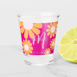 Daisy Hot Pink Monogram Shot Glass