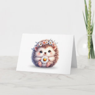 Daisy Hug – Hedgehog Greeting Card (Blank Inside)