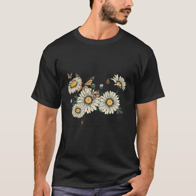 Daisy In Love Retro Butterfly Wildflower Positive  T-Shirt (Front)