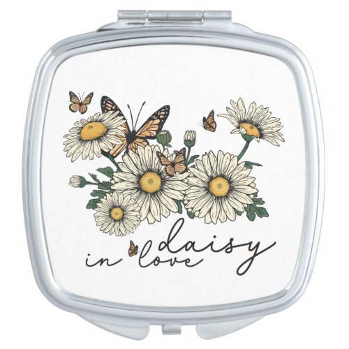 Daisy In Love Wildflower  Compact Mirror