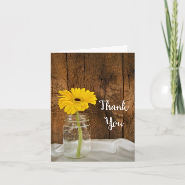 Daisy in Mason Jar Country Bridesmaid Thank You Card (Front)