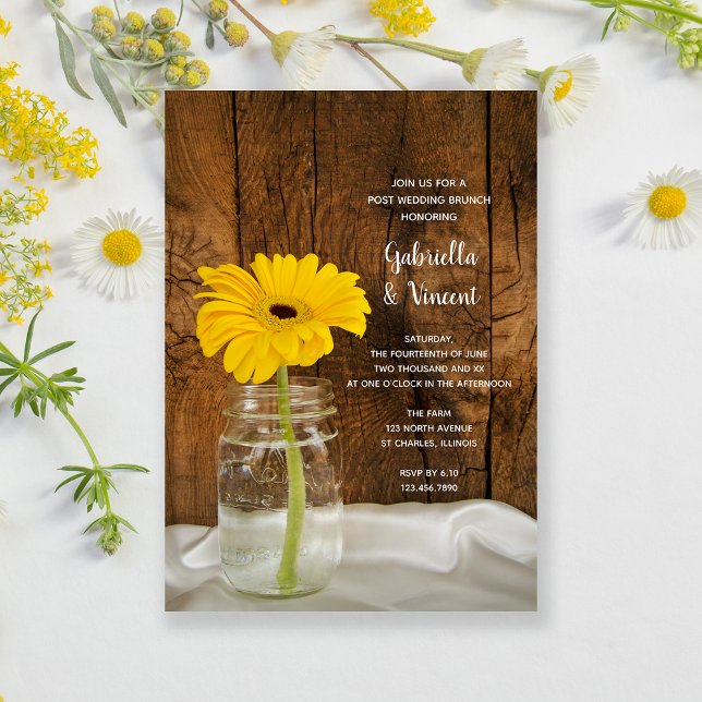 Daisy in Mason Jar Country Post Wedding Brunch Invitation (Creator Uploaded)