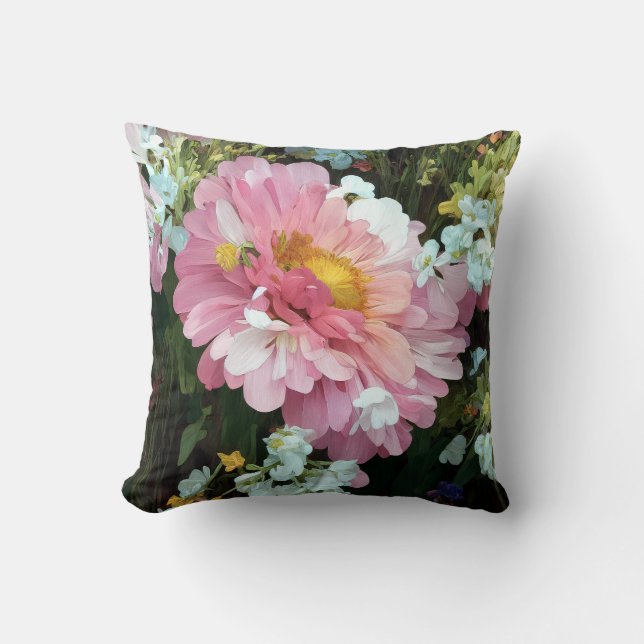Daisy in Pink Throw Pillow (Front)