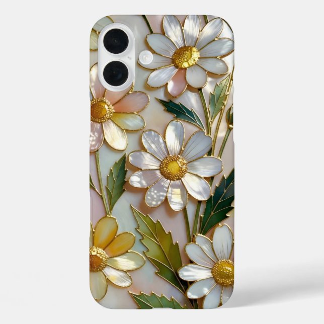 Daisy iPhone Case Stained Glass Warm Floral Design (Back)