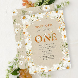 Daisy Is Turning One Terracotta 1st Birthday Invitation