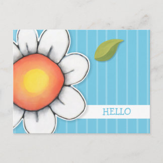 Daisy Joy blue Hello Postcard