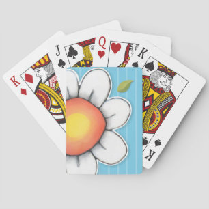 Daisy Joy blue stripes Playing Cards