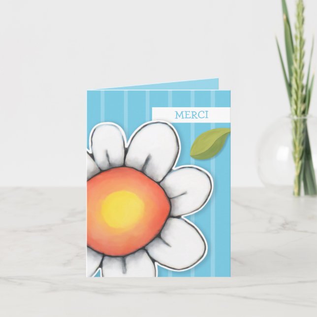 Daisy Joy blue stripes Thank you Note Card (Front)