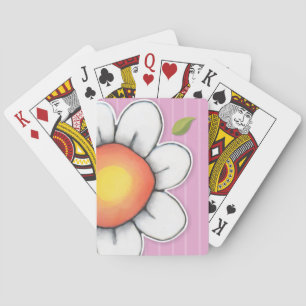 Daisy Joy pink stripes Playing Cards