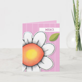 Daisy Joy pink stripes Thank you Note Card