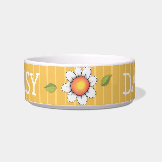 Daisy Joy yellow Cat Pet Bowl (Front)