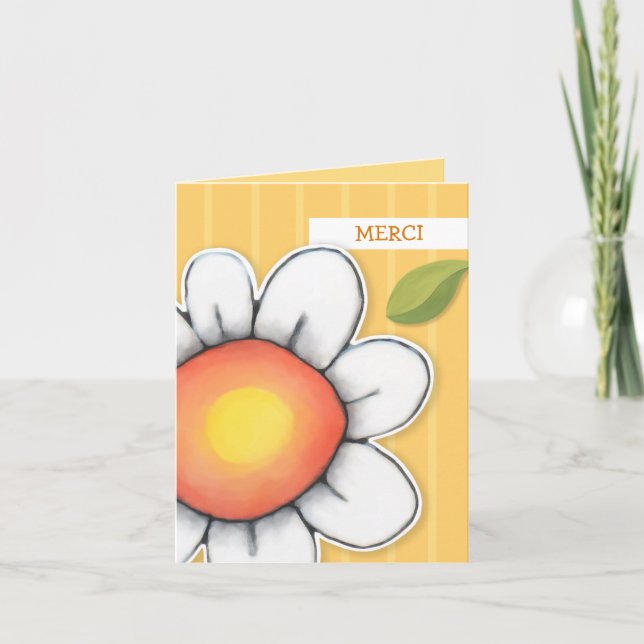 Daisy Joy yellow stripes Thank you Note Card (Front)