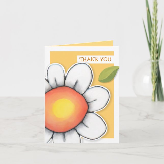 Daisy Joy yellow Thank You Note Card (Front)