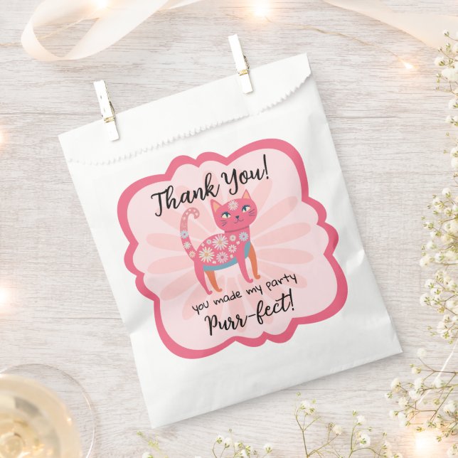 Daisy Kitty Face Purr-fect Birthday Favor Bag (Clipped)