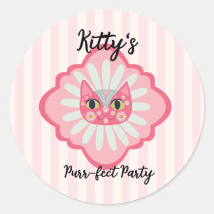 Daisy Kitty Face Purr-fect Birthday Party Classic Round Sticker