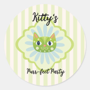 Daisy Kitty Face Purr-fect Birthday Party Classic Round Sticker