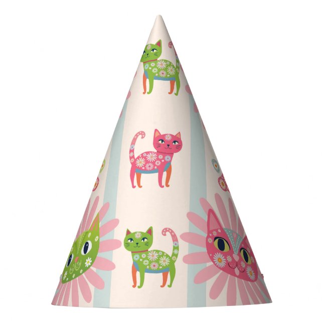 Daisy Kitty Face Purr-fect Birthday Party Hat (Front)