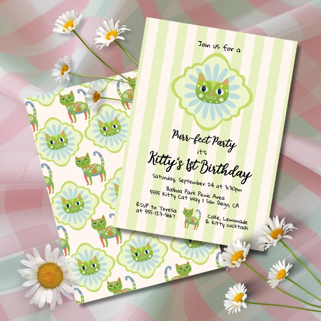 Daisy Kitty Face Purr-fect Birthday Party Invitati Invitation (Creator Uploaded)