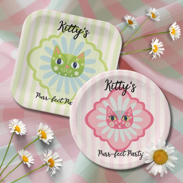 Daisy Kitty Face Purr-fect Birthday Party Paper Plates (Creator Uploaded)