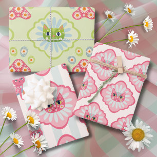 Daisy Kitty Face Purr-fect Birthday Party Wrapping Paper Sheets