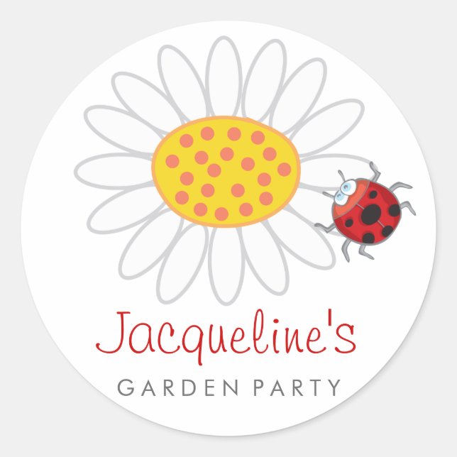 Daisy & Ladybug Gift Party Favors Label Sticker (Front)