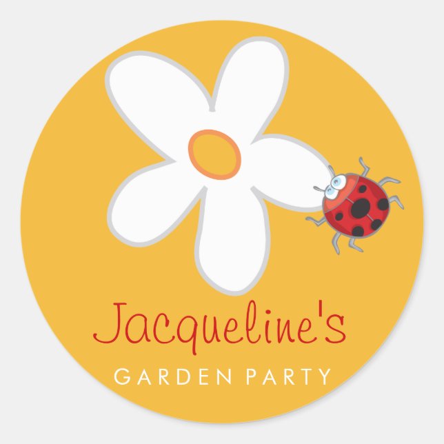 Daisy & Ladybug Kid's Garden Party Favors Sticker (Front)