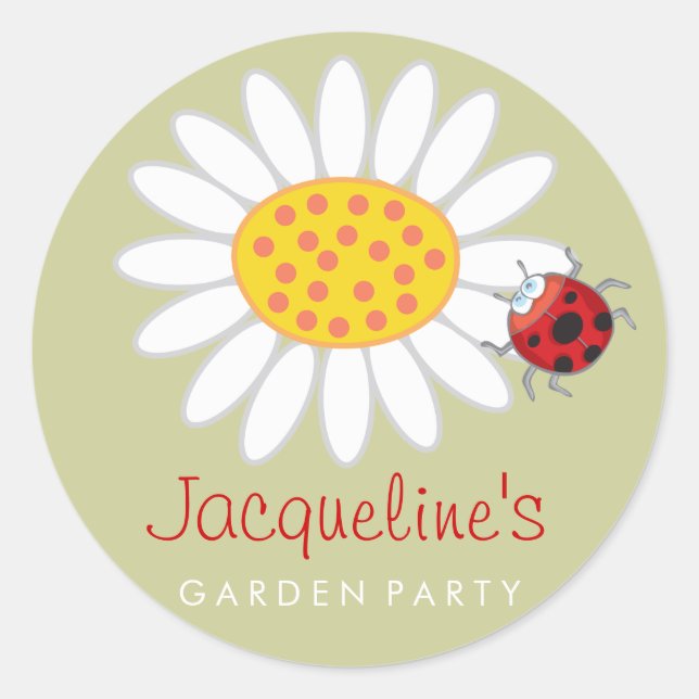 Daisy & Ladybug Kid's Garden Party Favors Sticker (Front)