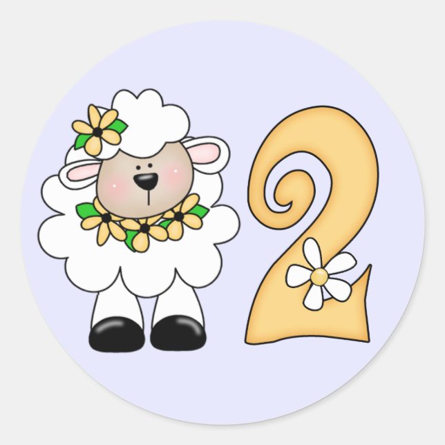 Daisy Lamb 2nd Birthday Classic Round Sticker (Front)