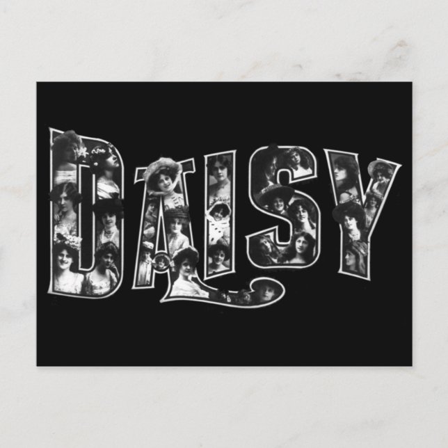 Daisy large letters with faces of women postcard (Front)