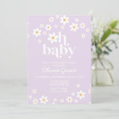 Daisy Lavender Retro Baby Shower Invitation (Standing Front)