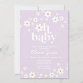 Daisy Lavender Retro Baby Shower Invitation (Front)