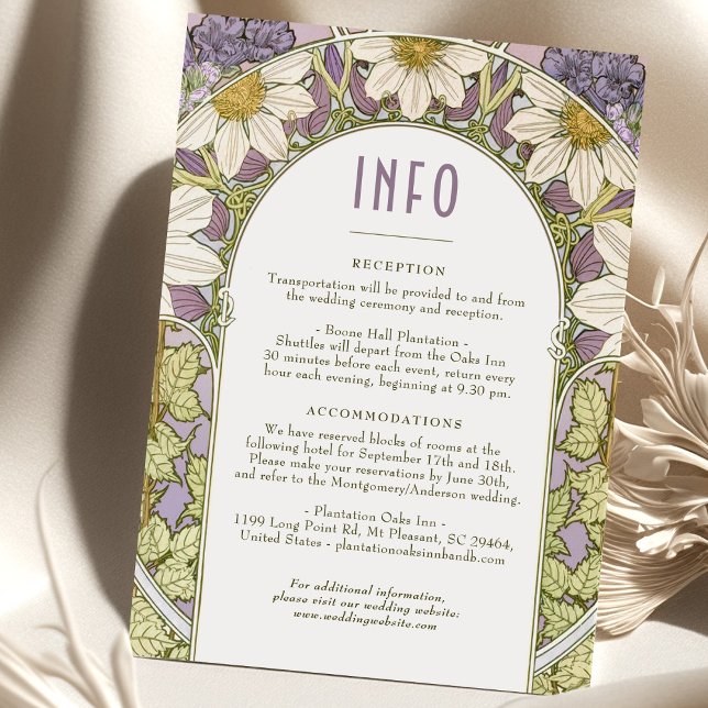 Daisy Lavender Wedding Insert INFO Art Nouveau Invitation (Creator Uploaded)
