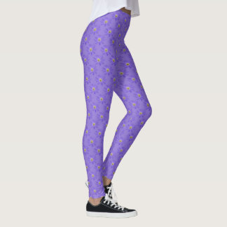 Daisy Leggings Blue Purple Daisy Flowers Leggings