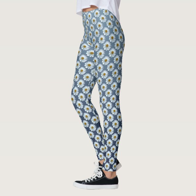Daisy Leggings White Daisy Wildflower Leggings (Left)