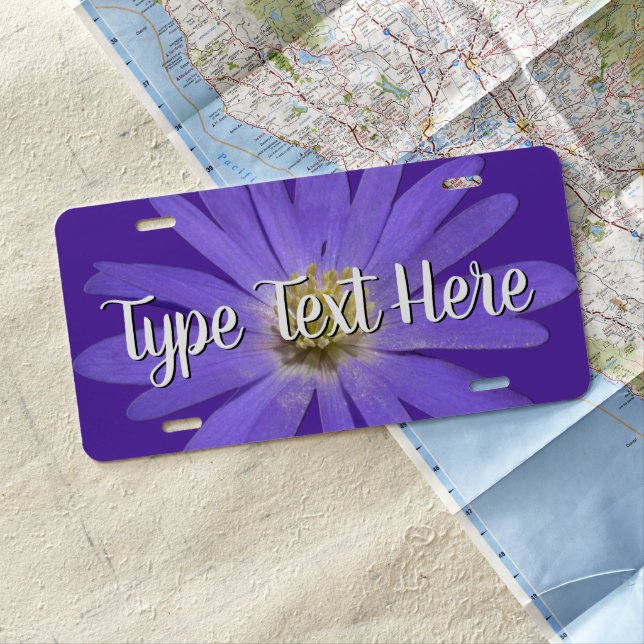 Daisy License Plate Custom Purple Daisies License (In Situ)